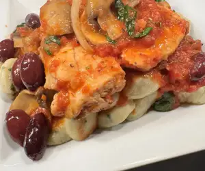 Chicken cacciatore in house made gnocchi.