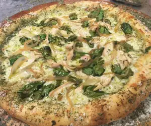 White pizza with basil at Bistro Cucina. 